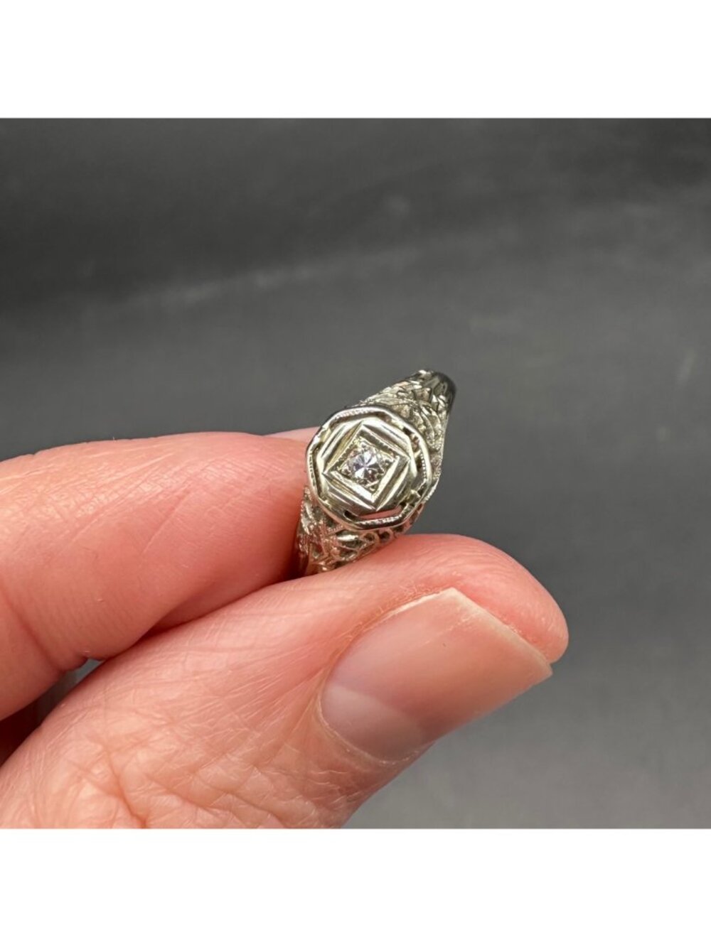 Antique Art Deco Sterling Silver Diamond Ring Small Child Jewelry Size 3.25 READ - Picture 9 of 9